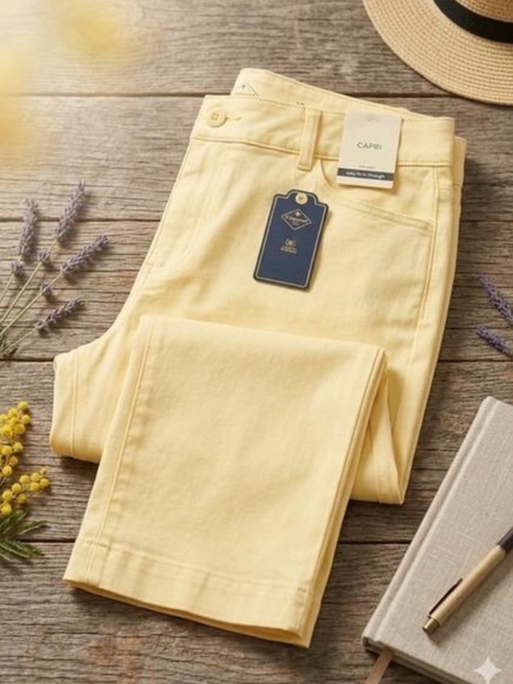 St. John's Bay Bright Yellow Sunshine Mid Rise Capri Pants NWT